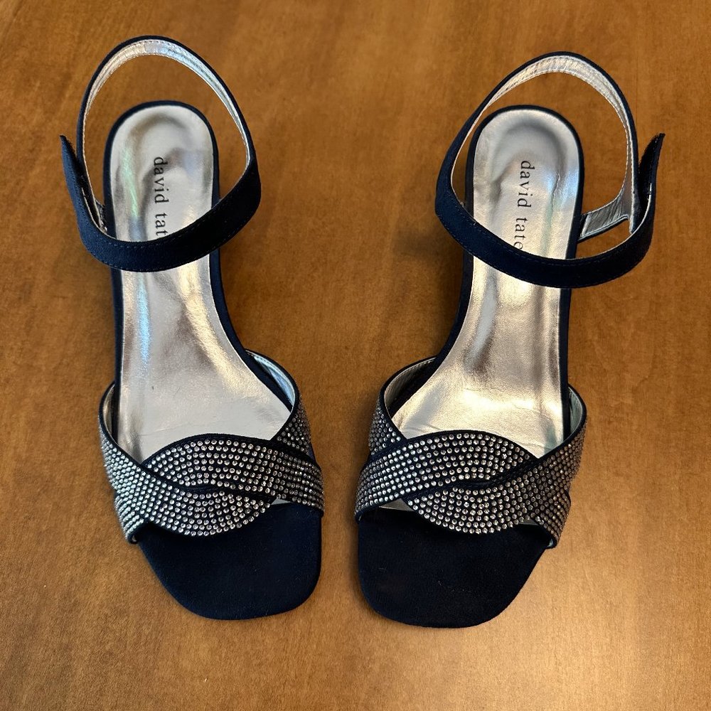 David Tate navy blue dress sandals
